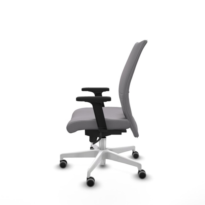 Albacete confidente sincro similpiel gris brazos 2D base blanca ruedas 65mm engomadas