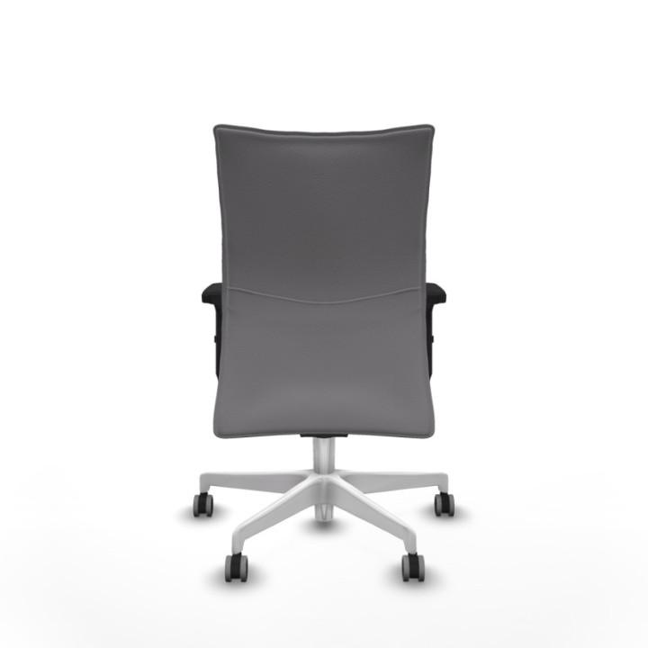 Albacete confidente sincro similpiel gris brazos 2D base blanca ruedas 65mm engomadas