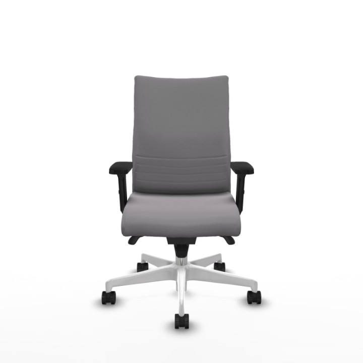 Albacete confidente sincro similpiel gris brazos 2D base blanca ruedas 65 mm nailon