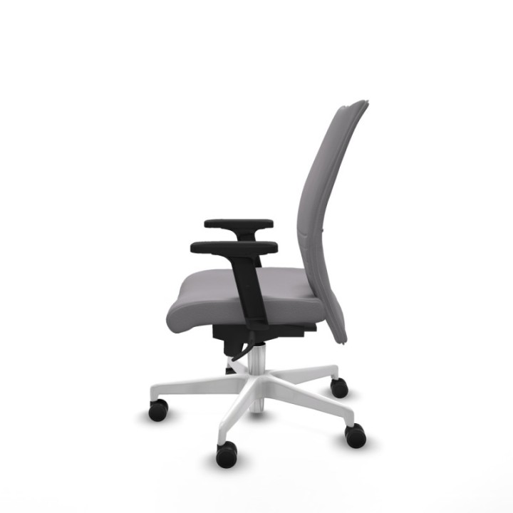 Albacete confidente sincro similpiel gris brazos 2D base blanca ruedas 65 mm nailon