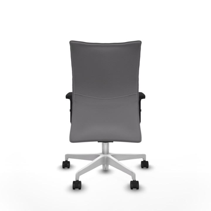 Albacete confidente sincro similpiel gris brazos 2D base blanca ruedas 65 mm nailon