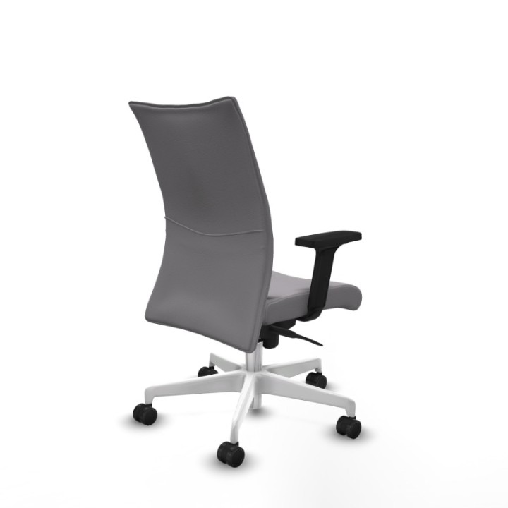 Albacete confidente sincro similpiel gris brazos 2D base blanca ruedas 65 mm nailon