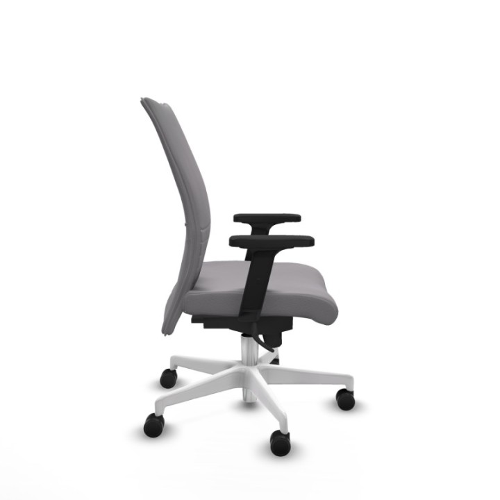 Albacete confidente sincro similpiel gris brazos 2D base blanca ruedas 65 mm nailon