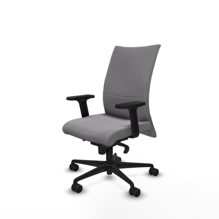 Albacete confidente sincro similpiel gris brazos 2D base nailon ruedas 65 mm nailon