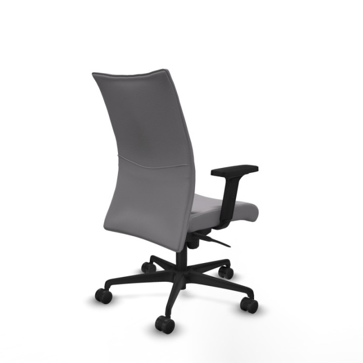 Albacete confidente sincro similpiel gris brazos 2D base nailon ruedas 65 mm nailon