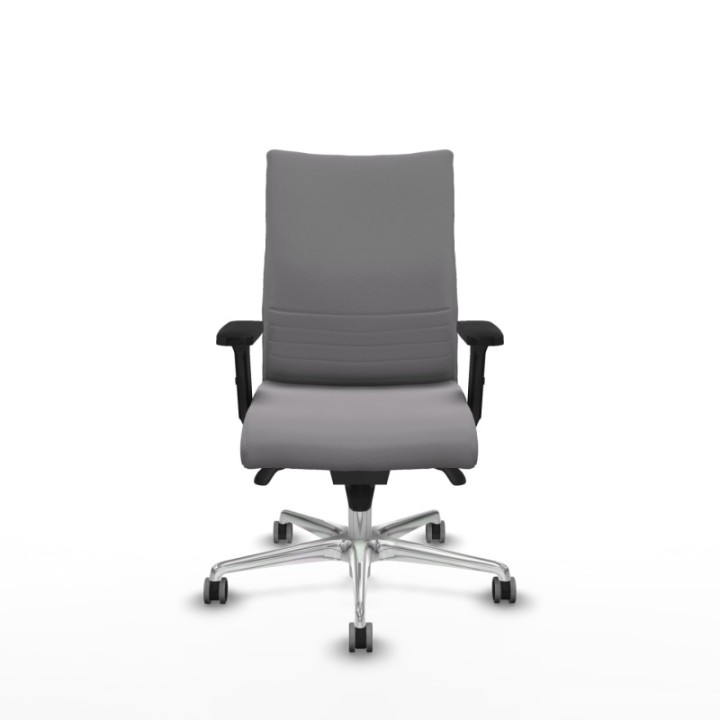 Albacete confidente sincro similpiel gris brazos 2D base aluminio ruedas 65mm engomadas