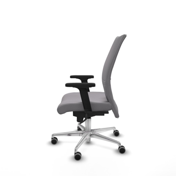 Albacete confidente sincro similpiel gris brazos 2D base aluminio ruedas 65mm engomadas