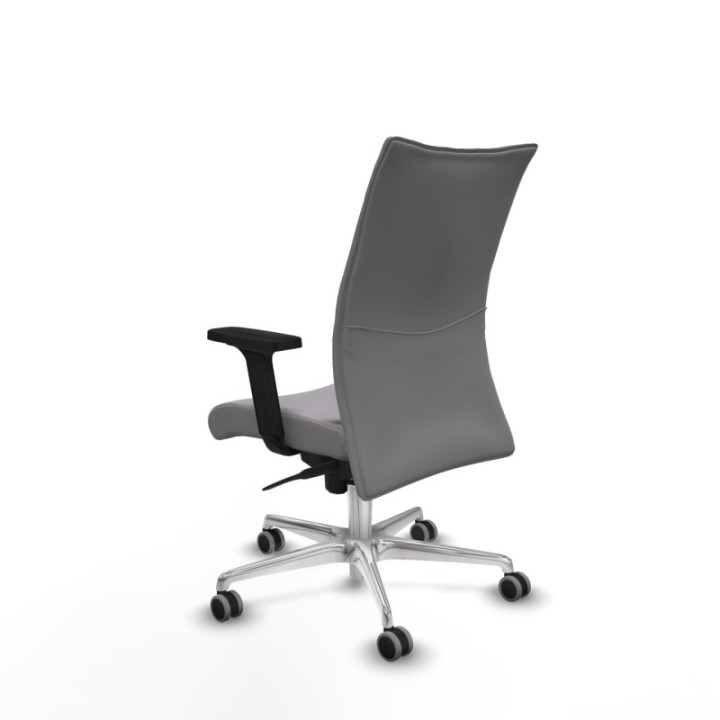 Albacete confidente sincro similpiel gris brazos 2D base aluminio ruedas 65mm engomadas