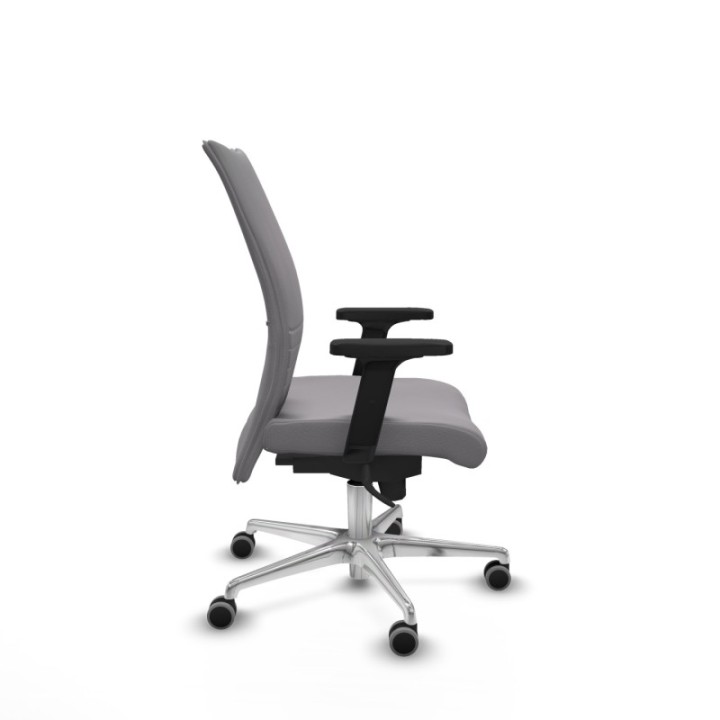 Albacete confidente sincro similpiel gris brazos 2D base aluminio ruedas 65mm engomadas