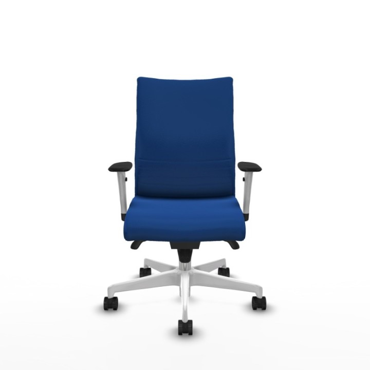 Albacete confidente sincro similpiel azul brazos 1D blancos base blanca ruedas 65 mm nailon