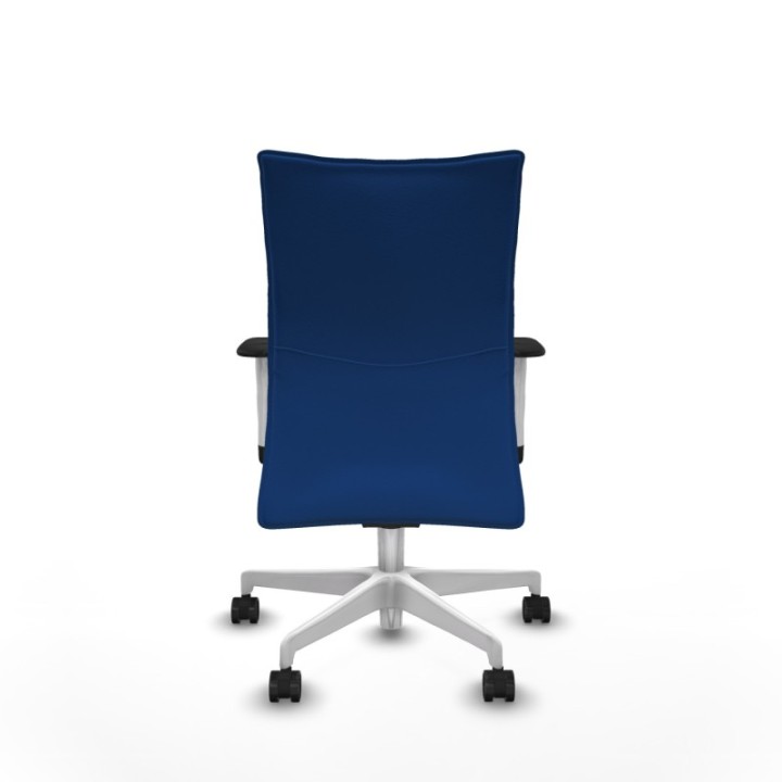 Albacete confidente sincro similpiel azul brazos 1D blancos base blanca ruedas 65 mm nailon