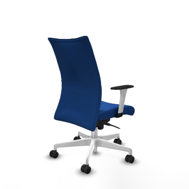 Albacete confidente sincro similpiel azul brazos 1D blancos base blanca ruedas 65 mm nailon