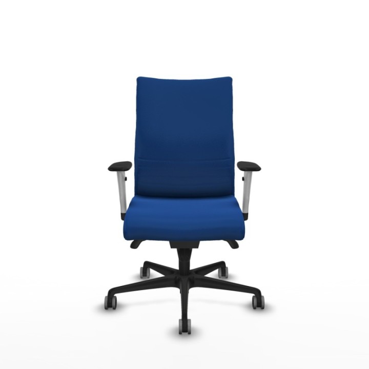 Albacete confidente sincro similpiel azul brazos 1D blancos base nailon ruedas 65mm engomadas