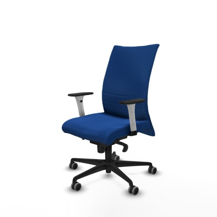 Albacete confidente sincro similpiel azul brazos 1D blancos base nailon ruedas 65mm engomadas