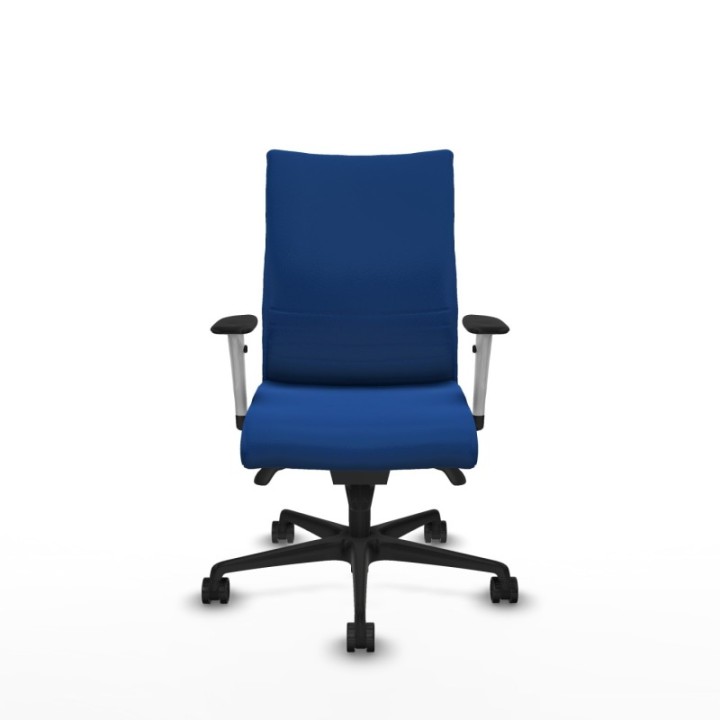 Albacete confidente sincro similpiel azul brazos 1D blancos base nailon ruedas 65 mm nailon