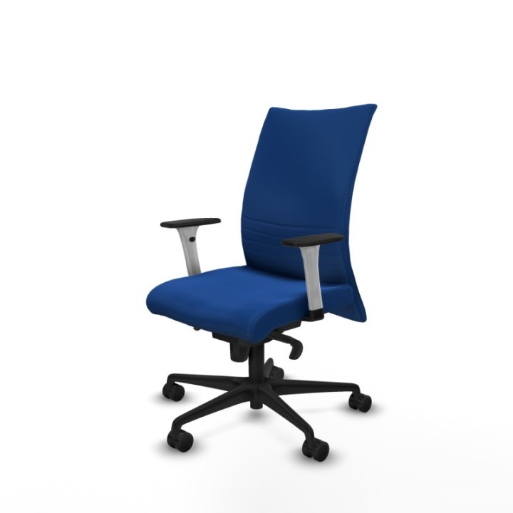 Albacete confidente sincro similpiel azul brazos 1D blancos base nailon ruedas 65 mm nailon