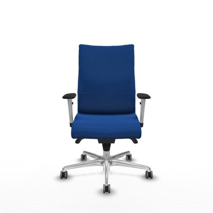 Albacete confidente sincro similpiel azul brazos 1D blancos base aluminio ruedas 65mm engomadas