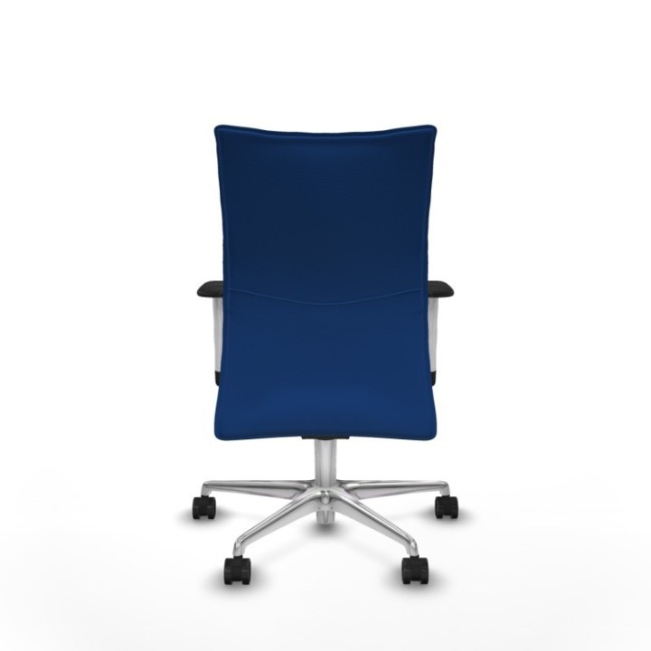 Albacete confidente sincro similpiel azul brazos 1D blancos base aluminio ruedas 65 mm nailon