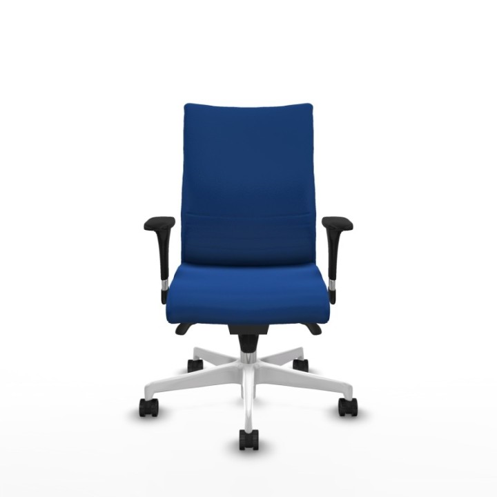 Albacete confidente sincro similpiel azul brazos 1D base blanca ruedas 65 mm nailon