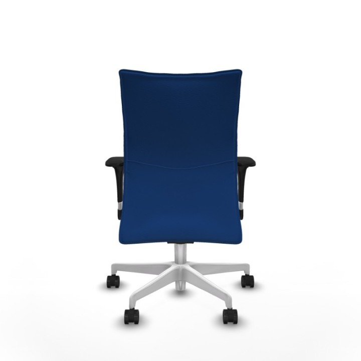 Albacete confidente sincro similpiel azul brazos 1D base blanca ruedas 65 mm nailon