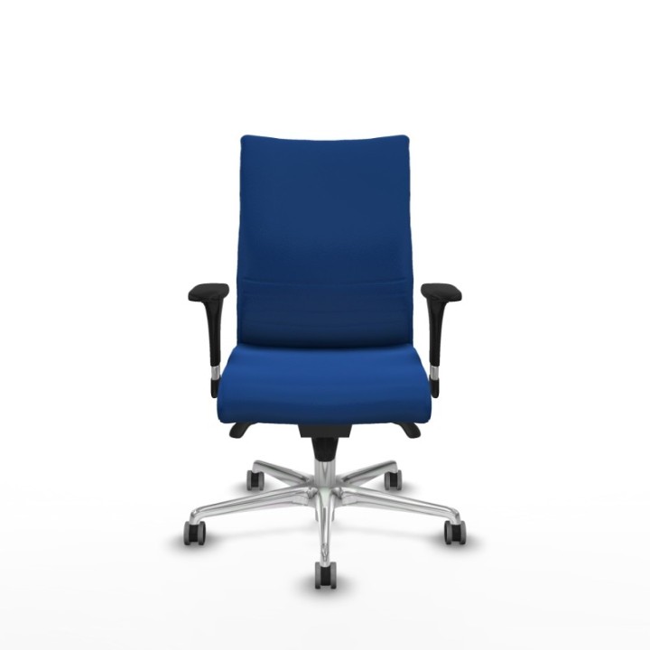 Albacete confidente sincro similpiel azul brazos 1D base aluminio ruedas 65mm engomadas