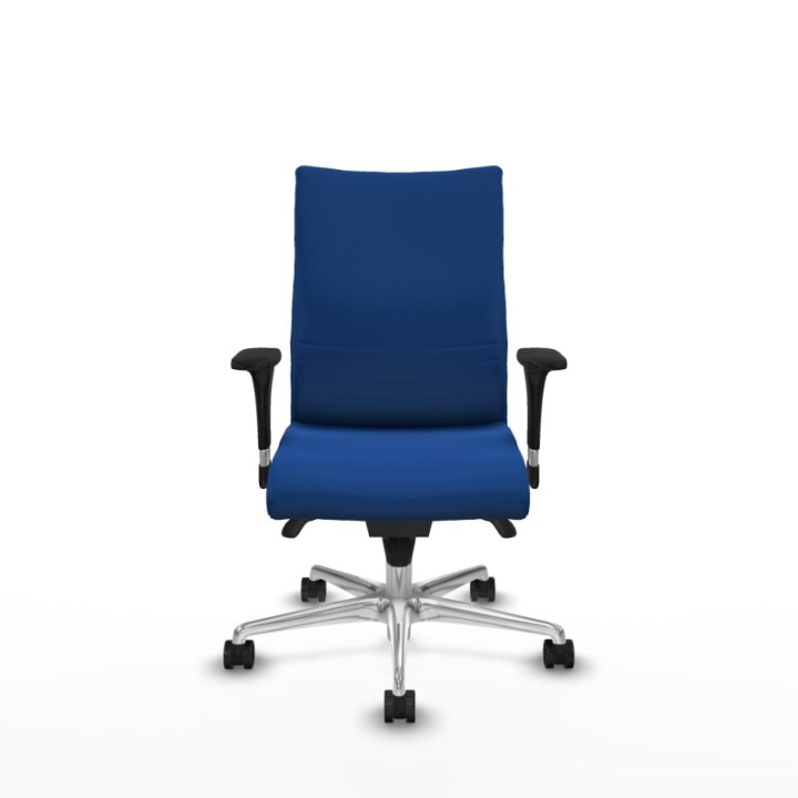 Albacete confidente sincro similpiel azul brazos 1D base aluminio ruedas 65 mm nailon