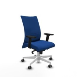 Albacete confidente sincro similpiel azul brazos 2D base blanca ruedas 65mm engomadas