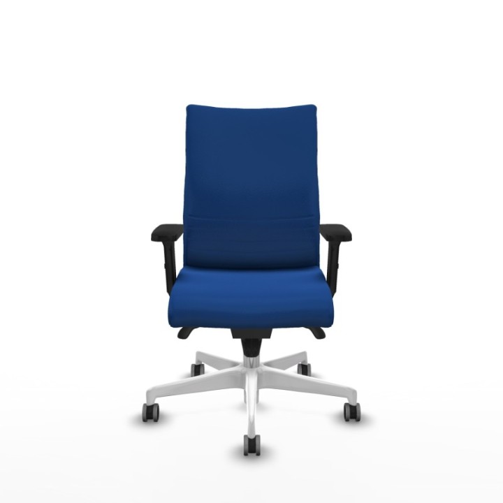 Albacete confidente sincro similpiel azul brazos 2D base blanca ruedas 65mm engomadas