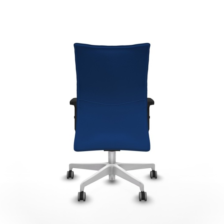 Albacete confidente sincro similpiel azul brazos 2D base blanca ruedas 65mm engomadas