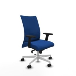 Albacete confidente sincro similpiel azul brazos 2D base blanca ruedas 65 mm nailon