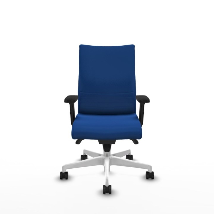 Albacete confidente sincro similpiel azul brazos 2D base blanca ruedas 65 mm nailon