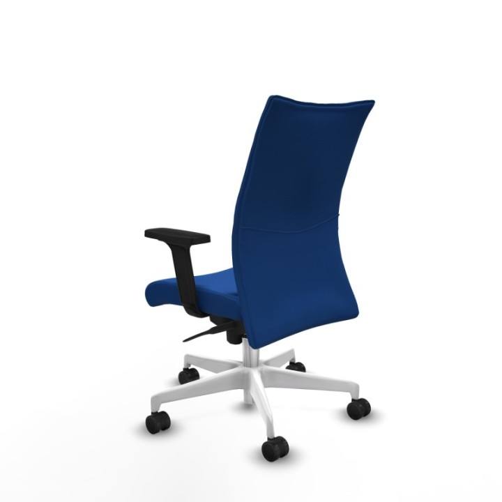 Albacete confidente sincro similpiel azul brazos 2D base blanca ruedas 65 mm nailon