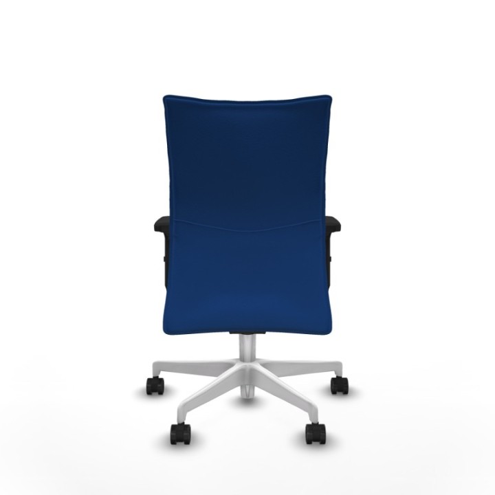 Albacete confidente sincro similpiel azul brazos 2D base blanca ruedas 65 mm nailon