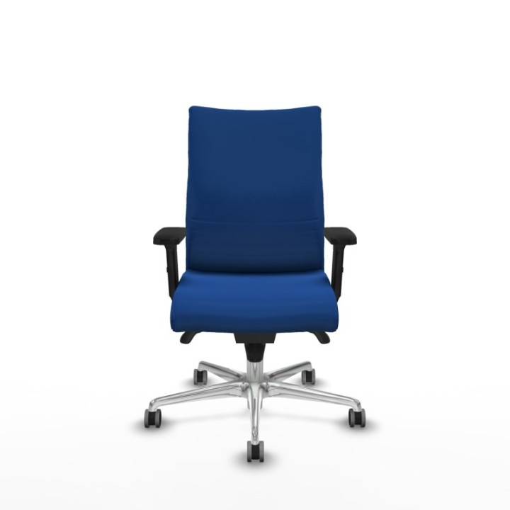 Albacete confidente sincro similpiel azul brazos 2D base aluminio ruedas 65mm engomadas