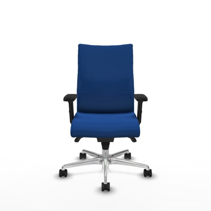 Albacete confidente sincro similpiel azul brazos 2D base aluminio ruedas 65 mm nailon