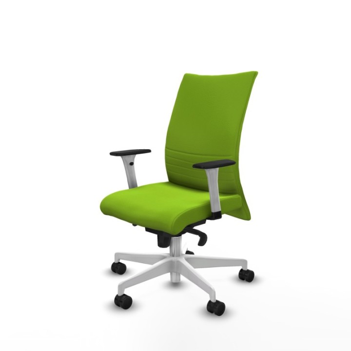 Albacete confidente sincro similpiel pistacho brazos 1D blancos base blanca ruedas 65 mm nailon