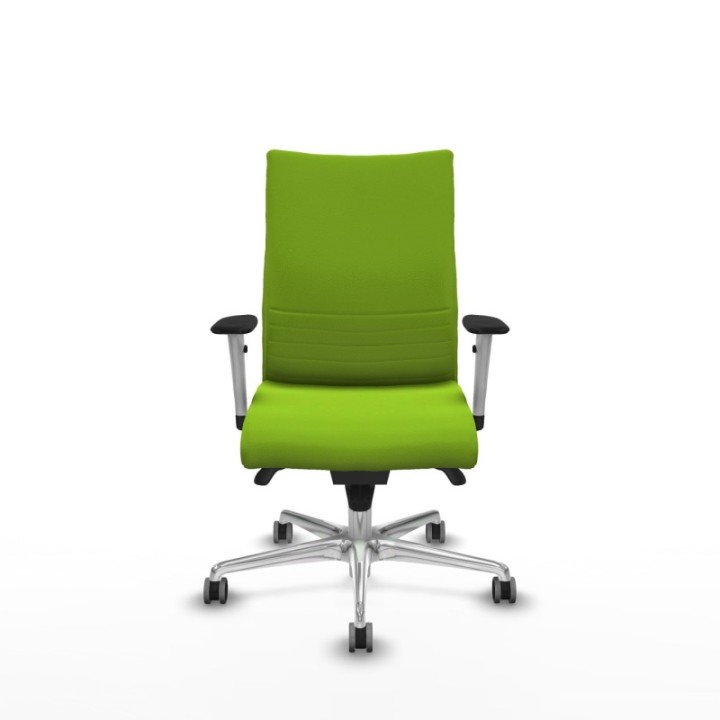 Albacete confidente sincro similpiel pistacho brazos 1D blancos base aluminio ruedas 65mm engomadas