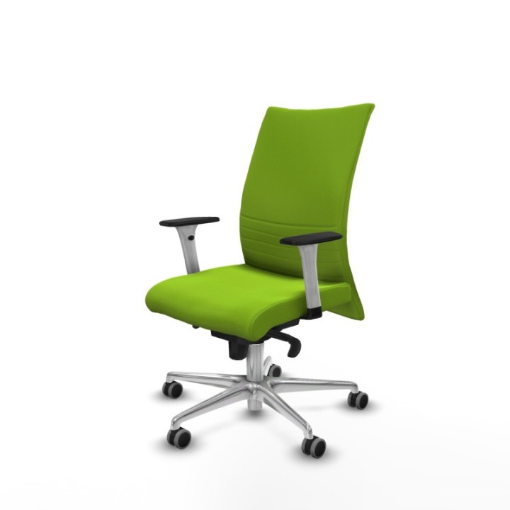 Albacete confidente sincro similpiel pistacho brazos 1D blancos base aluminio ruedas 65mm engomadas