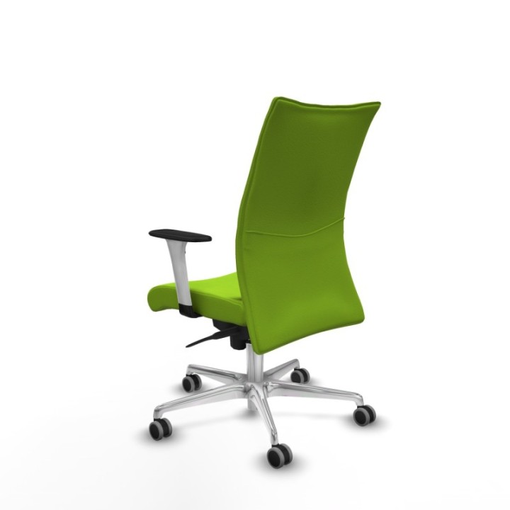 Albacete confidente sincro similpiel pistacho brazos 1D blancos base aluminio ruedas 65mm engomadas