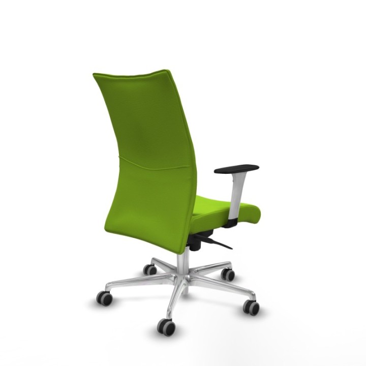 Albacete confidente sincro similpiel pistacho brazos 1D blancos base aluminio ruedas 65mm engomadas