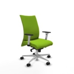 Albacete confidente sincro similpiel pistacho brazos 1D blancos base aluminio ruedas 65 mm nailon