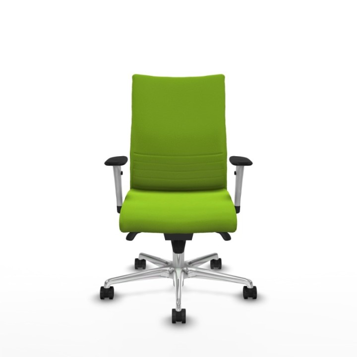 Albacete confidente sincro similpiel pistacho brazos 1D blancos base aluminio ruedas 65 mm nailon