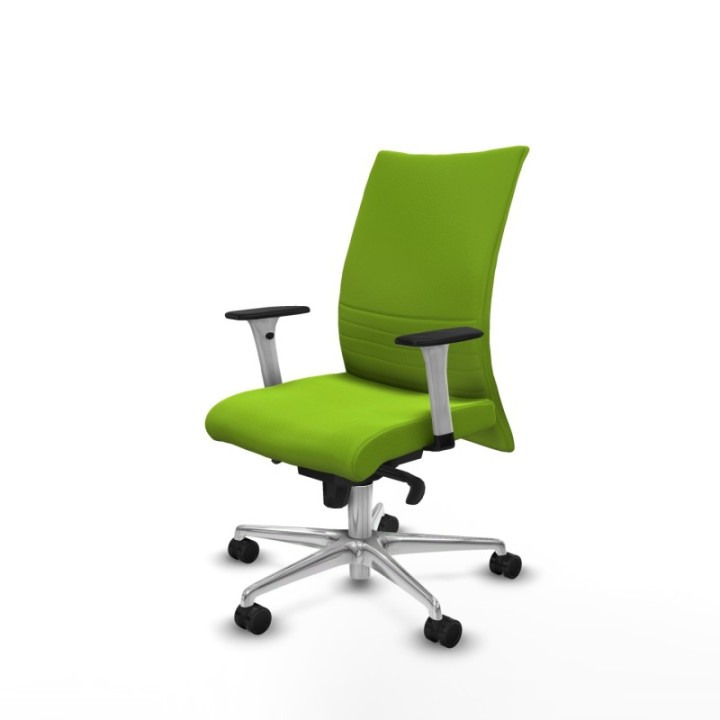 Albacete confidente sincro similpiel pistacho brazos 1D blancos base aluminio ruedas 65 mm nailon