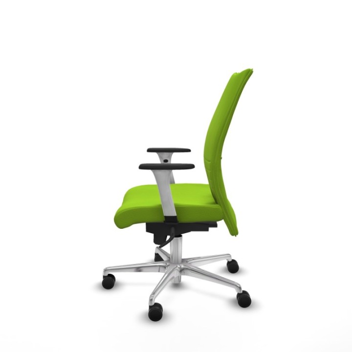 Albacete confidente sincro similpiel pistacho brazos 1D blancos base aluminio ruedas 65 mm nailon