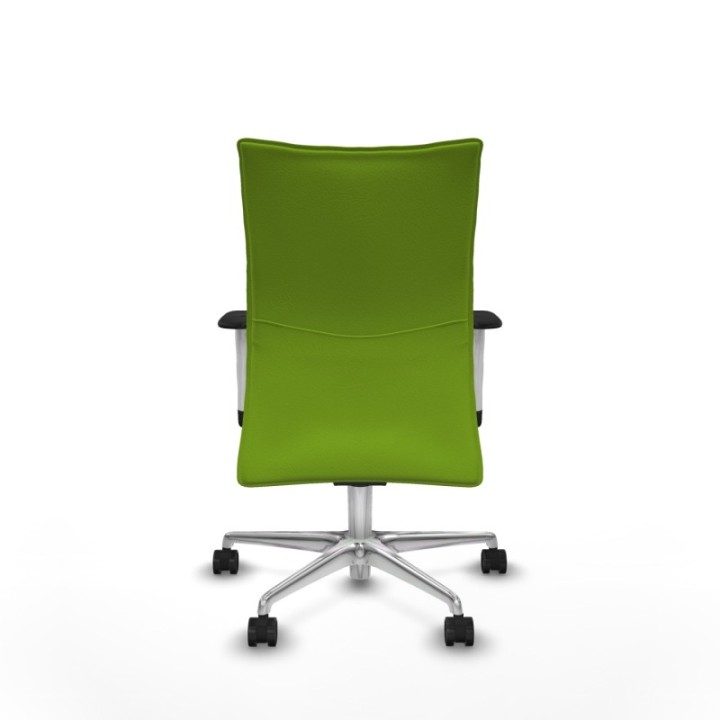 Albacete confidente sincro similpiel pistacho brazos 1D blancos base aluminio ruedas 65 mm nailon