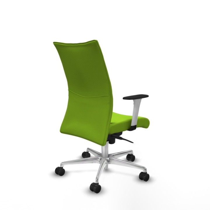 Albacete confidente sincro similpiel pistacho brazos 1D blancos base aluminio ruedas 65 mm nailon