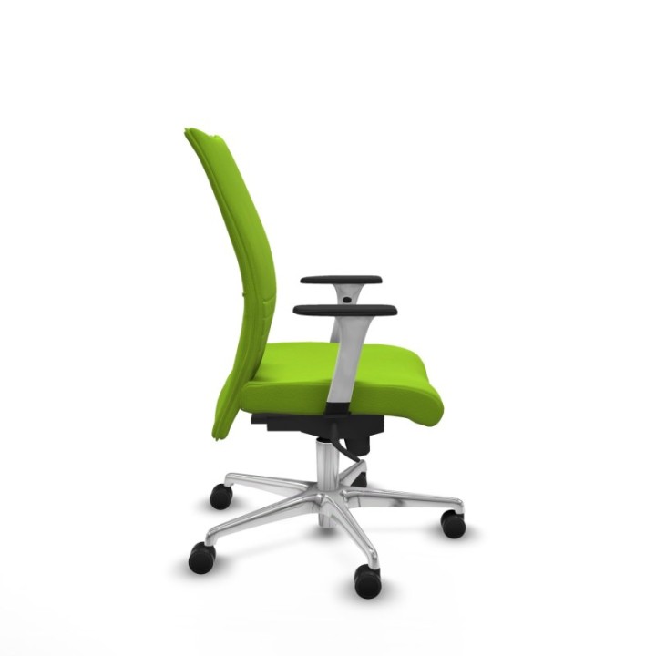 Albacete confidente sincro similpiel pistacho brazos 1D blancos base aluminio ruedas 65 mm nailon