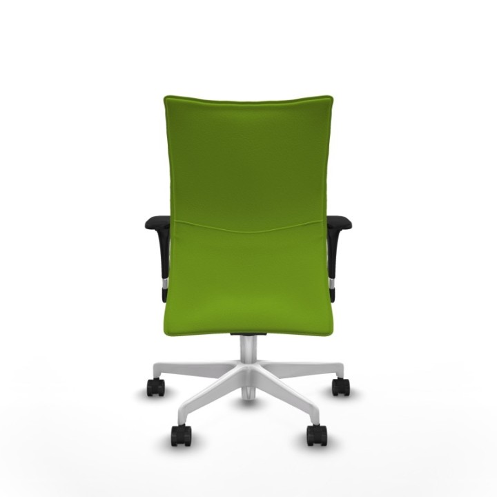 Albacete confidente sincro similpiel pistacho brazos 1D base blanca ruedas 65 mm nailon