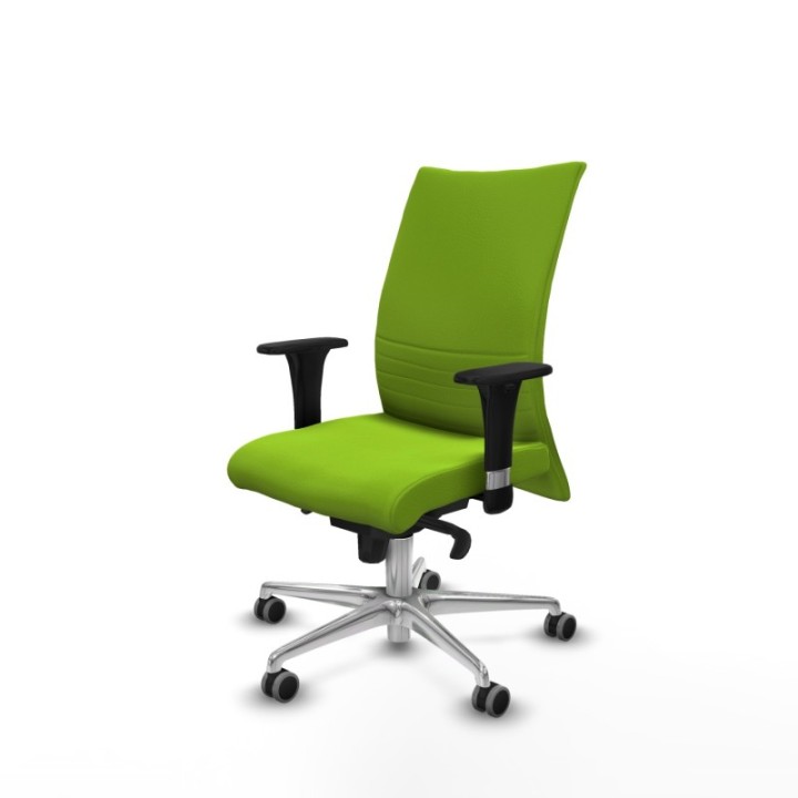 Albacete confidente sincro similpiel pistacho brazos 1D base aluminio ruedas 65mm engomadas