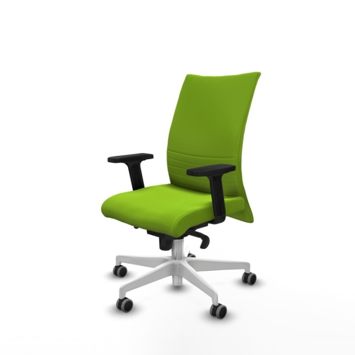 Albacete confidente sincro similpiel pistacho brazos 2D base blanca ruedas 65mm engomadas